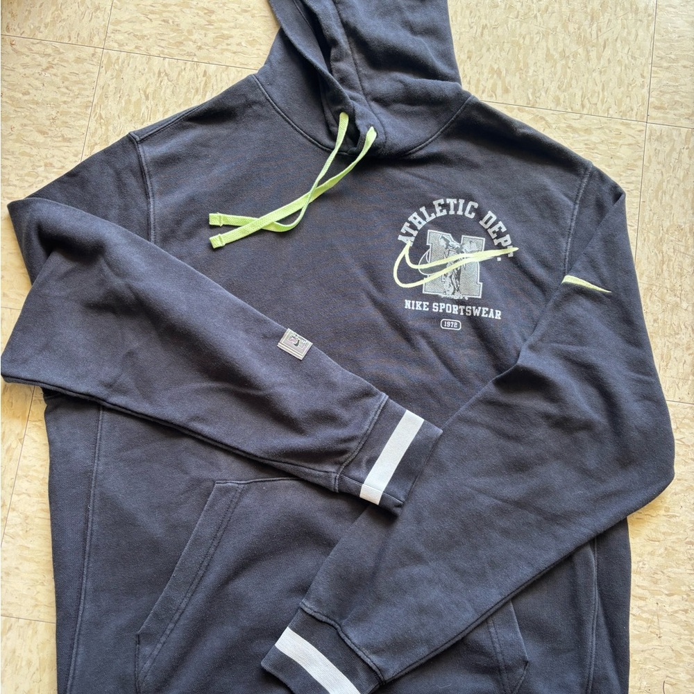 Nike Sportswear Gray Hoodie with Yellow Swoosh vtg athletic dept